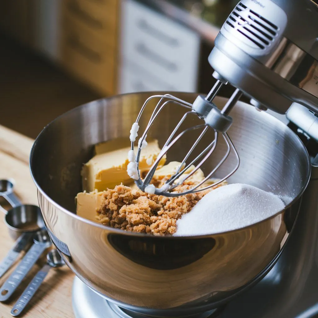 Cream Butter and Sugar for Oatmeal Chocolate Chip Cookies