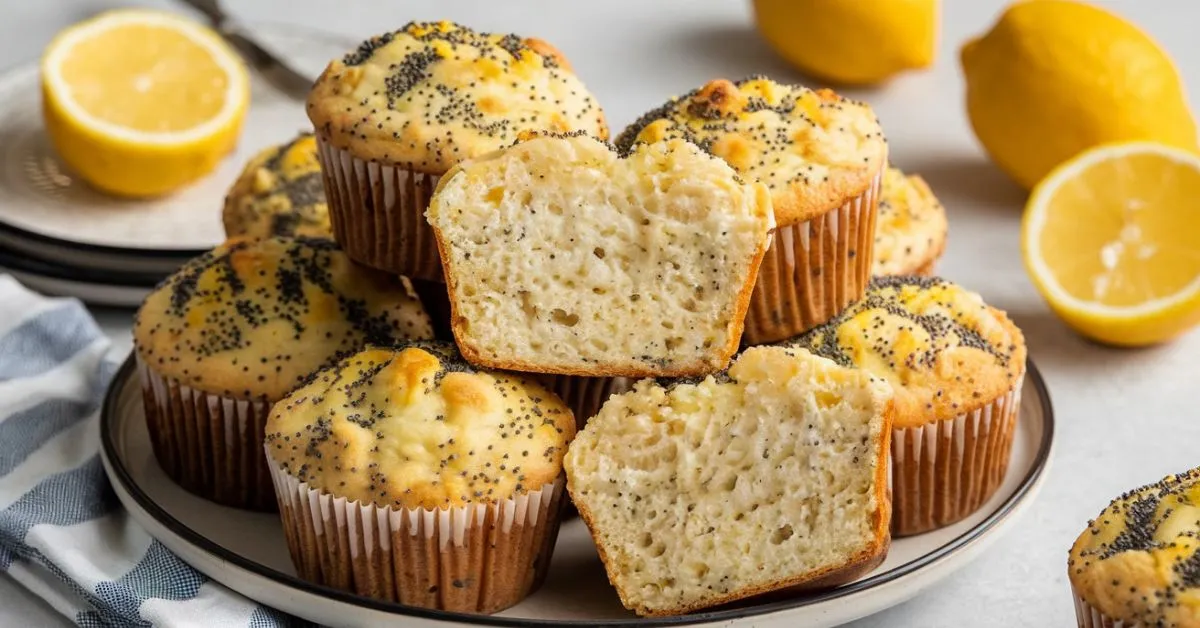 Lemon Poppy Seed Cottage Cheese Muffins